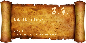 Bak Hermiusz névjegykártya
